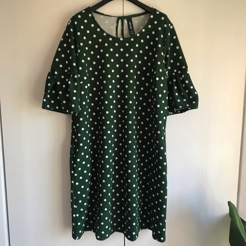 Green polka dot dress